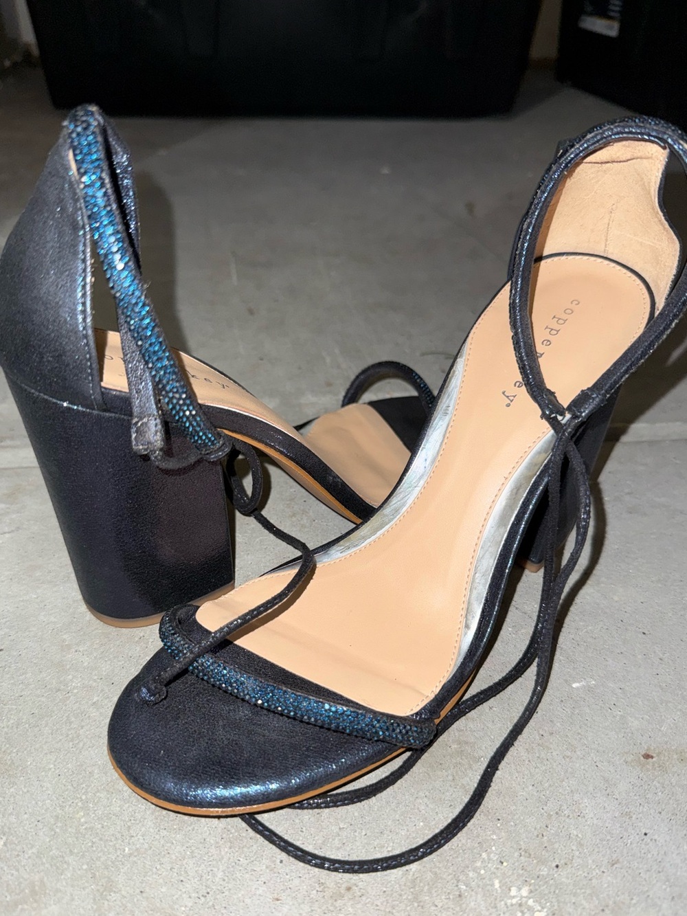 Copper Key Royal Blue Heeled Sandals